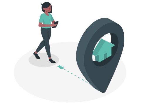 Personne guidé vers un point localisé
