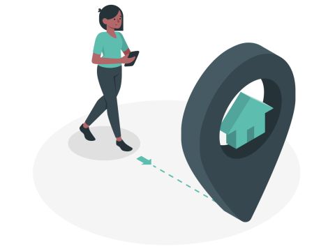 Personne guidé vers un point localisé